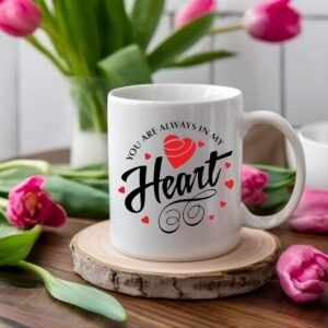 Valentine's special Romantic Valentine’s Day Love Mug – “You Are Always in My Heart” Printed Ceramic Coffee Mug for Girlfriend, Boyfriend, Wife & Husband