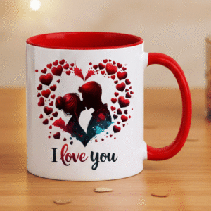 Romantic Couple Silhouette Mug - "I Love You" Heart Design Coffee Cup - Personalized