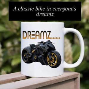 Dreamz Super Bike Printed Ceramic Coffee Mug | Classic Bike Lover Mug | Stylish Motorcycle Design Tea Cup | Perfect Gift for Riders – Free Shipping