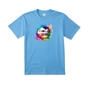 Holi Vibes Sky Blue T-Shirt - Premium Sublimation Printed Celebration Wear