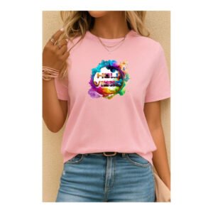 Holi Vibes Pink T-Shirt for Women - Premium Sublimation Printed Celebration Wear